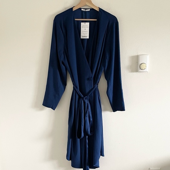 MM Lafleur Gosia 2.0 Dress Women’s Size 1X Wrap Work Pockets Azurite Blue NWT - Picture 2 of 13